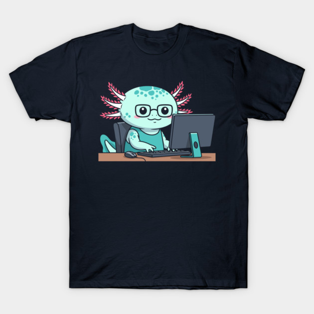 Cute Axolotl Programmer T-Shirt by enrynz