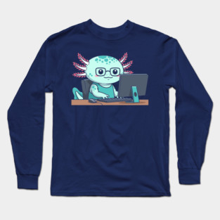 Cute Axolotl Programmer Long Sleeve T-Shirt