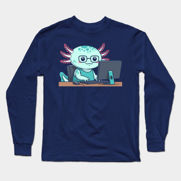 Cute Axolotl Programmer Long Sleeve T-Shirt by enrynz