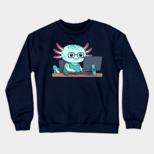 Cute Axolotl Programmer Crewneck Sweatshirt