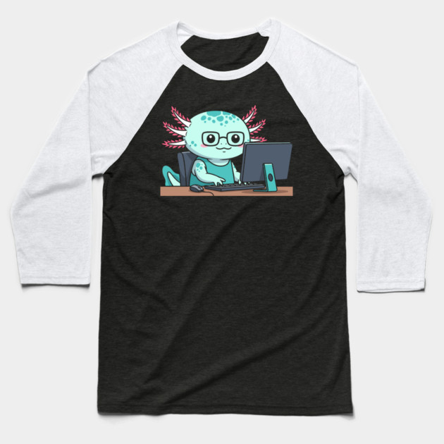 Cute Axolotl Programmer Baseball T-Shirt by enrynz