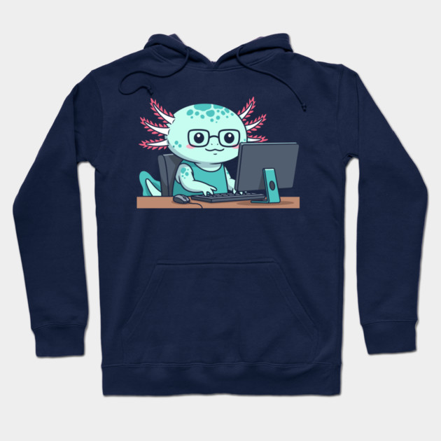 Cute Axolotl Programmer Hoodie by enrynz