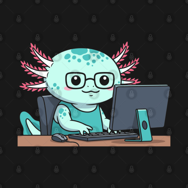Cute Axolotl Programmer by enrynz
