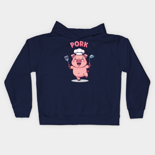 Pork Chef Fun Kids Hoodie by enrynz