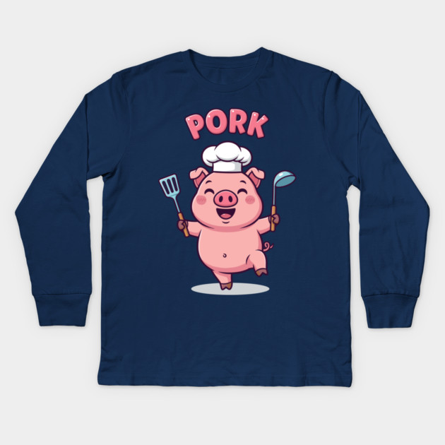 Pork Chef Fun Kids Long Sleeve T-Shirt by enrynz