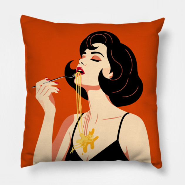 Spaghetti Slurper Chic Pillow by enrynz
