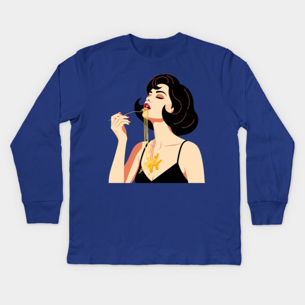 Spaghetti Slurper Chic Kids Long Sleeve T-Shirt by enrynz