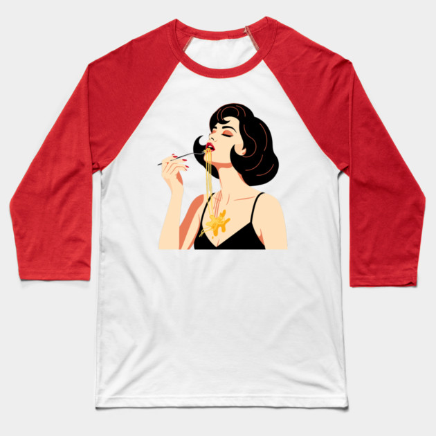 Spaghetti Slurper Chic Baseball T-Shirt by enrynz