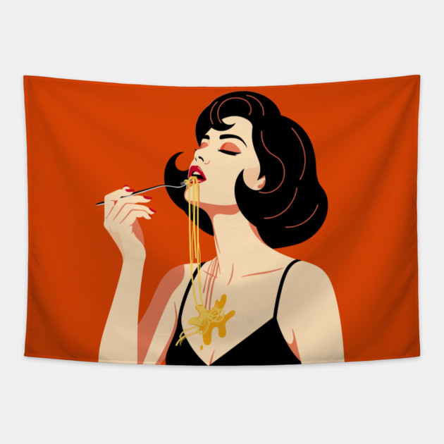 Spaghetti Slurper Chic Tapestry by enrynz