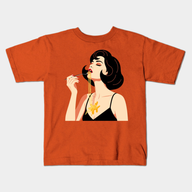 Spaghetti Slurper Chic Kids T-Shirt by enrynz
