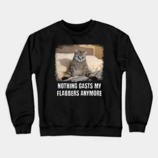 Funny Tired Cat: Nothing Gasts My Flabbers Anymore. Funny wordplay with Flabbergasted Crewneck Sweatshirt