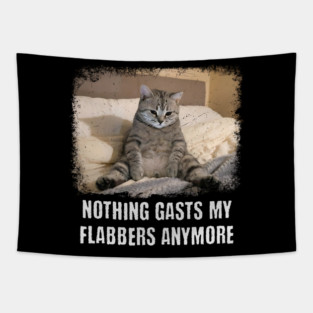 Funny Tired Cat: Nothing Gasts My Flabbers Anymore. Funny wordplay with Flabbergasted Tapestry