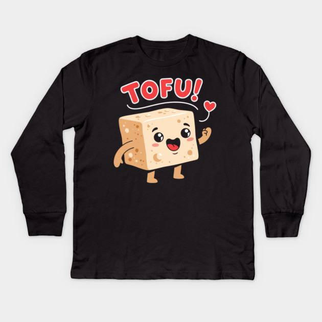 Tofu Love: Adorable Cartoon Tofu Kids Long Sleeve T-Shirt by enrynz