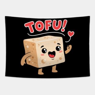 Tofu Love: Adorable Cartoon Tofu Tapestry