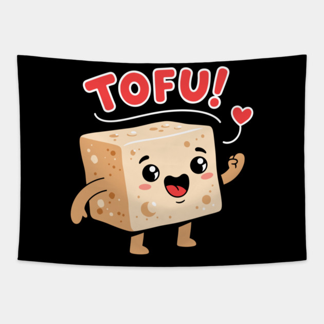 Tofu Love: Adorable Cartoon Tofu Tapestry by enrynz