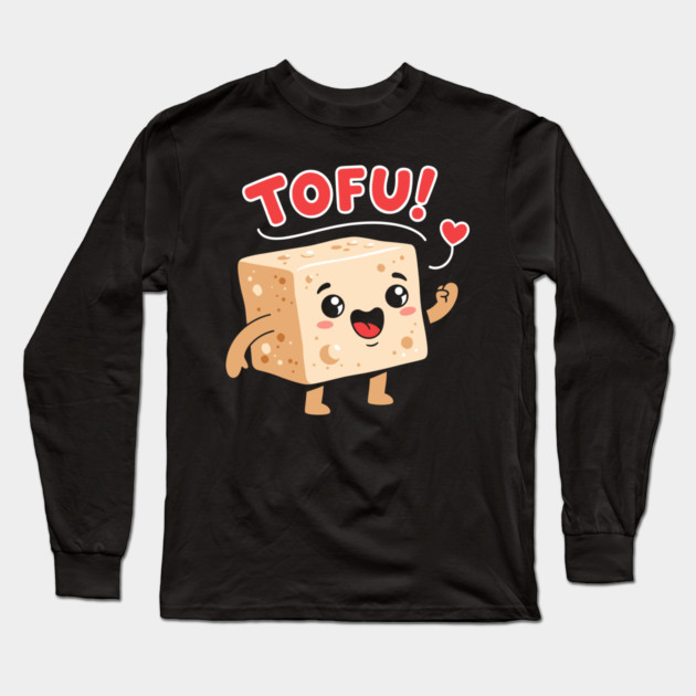 Tofu Love: Adorable Cartoon Tofu Long Sleeve T-Shirt by enrynz