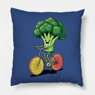 Broccoli Biking Fun Pillow