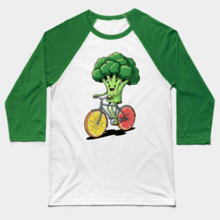 Broccoli Biking Fun Baseball T-Shirt