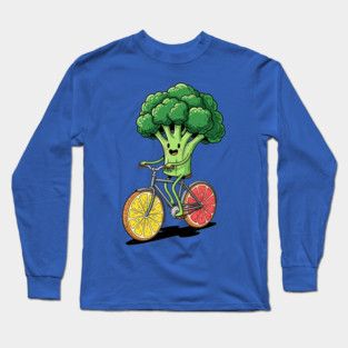 Broccoli Biking Fun Long Sleeve T-Shirt