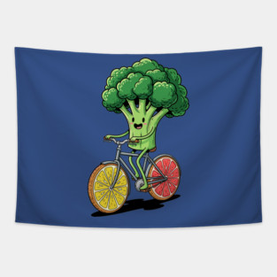 Broccoli Biking Fun Tapestry