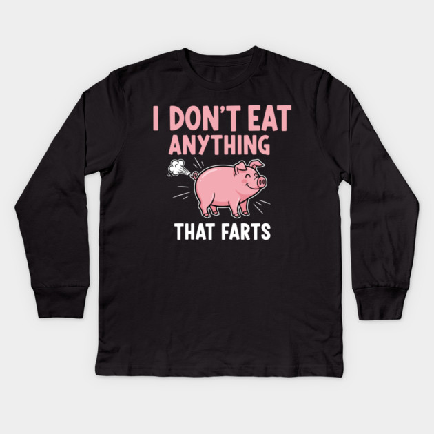 Funny Pig Fart Meme Kids Long Sleeve T-Shirt by enrynz