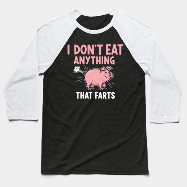 Funny Pig Fart Meme Baseball T-Shirt by enrynz