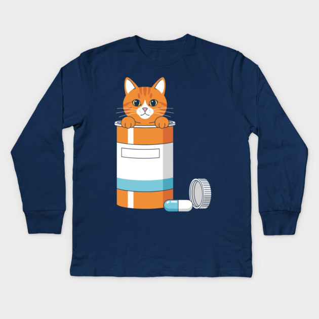 Anti-Depressant Cat Kids Long Sleeve T-Shirt by enrynz