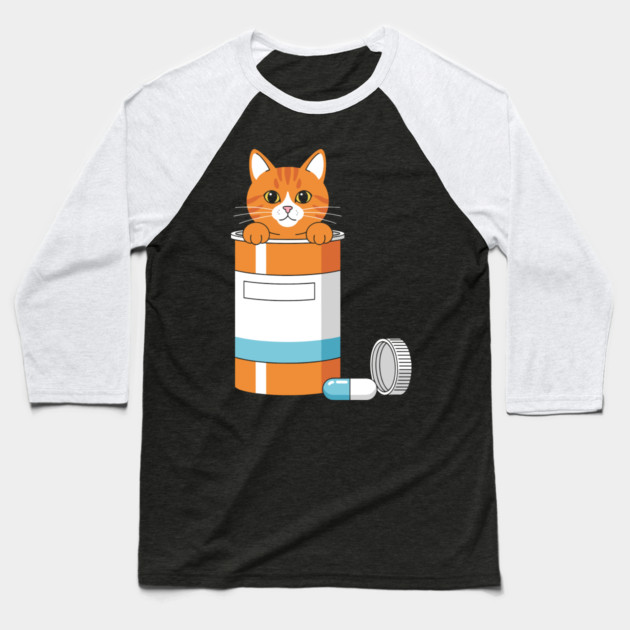 Anti-Depressant Cat Baseball T-Shirt by enrynz