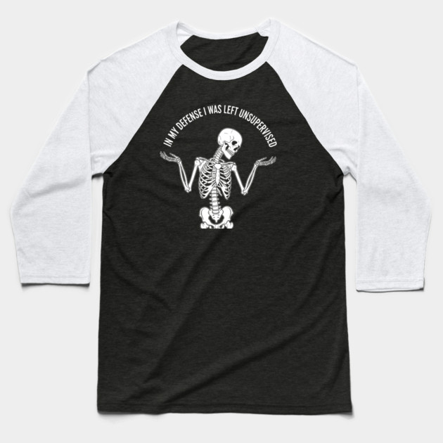 Skeleton's Sarcastic Excuse Baseball T-Shirt by enrynz