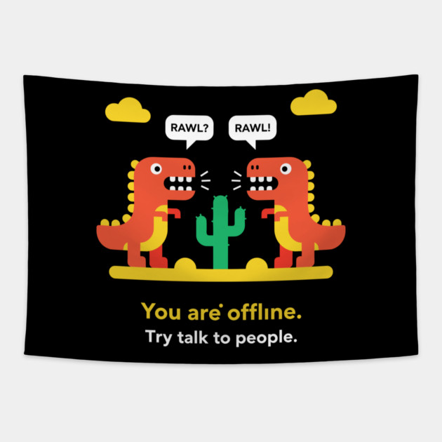 Dino-Mite Offline Alert Tapestry by enrynz
