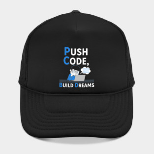 Push Code Build Dreams - Cute Tired Coder Kid Hat