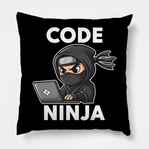 Code Ninja: Cute Programmer Bug Slayer Pillow by enrynz