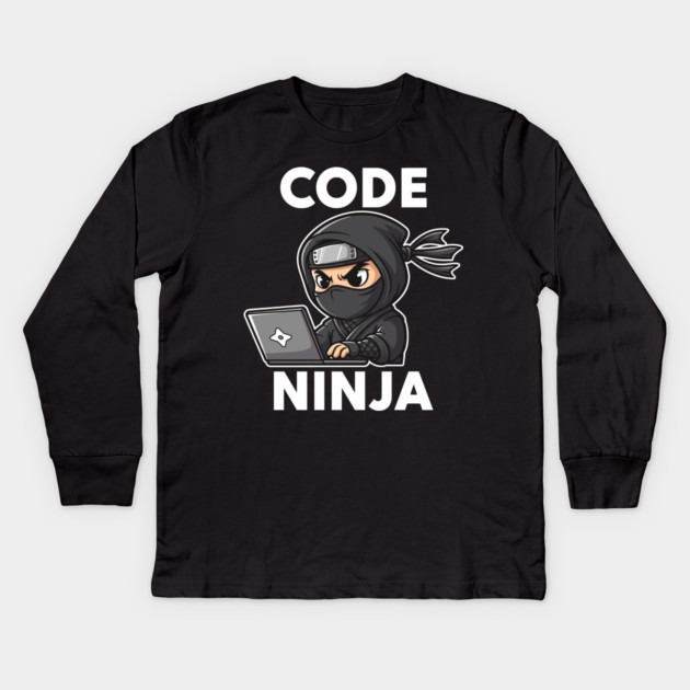Code Ninja: Cute Programmer Bug Slayer Kids Long Sleeve T-Shirt by enrynz