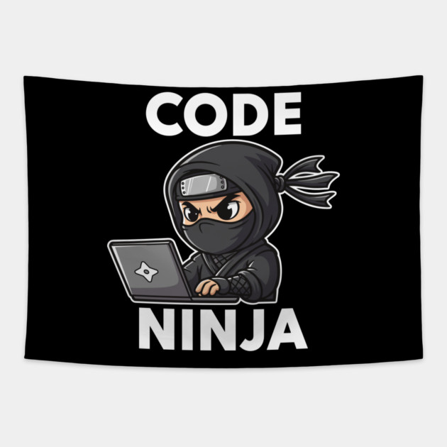 Code Ninja: Cute Programmer Bug Slayer Tapestry by enrynz