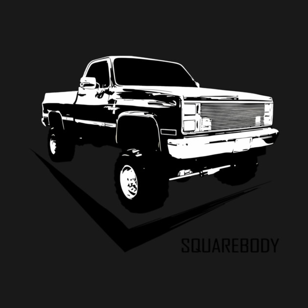 T-shirt Homme Square Body Truck - Impression Graphique, Coton, Tailles S à 5XL, Fait Main Aux USA