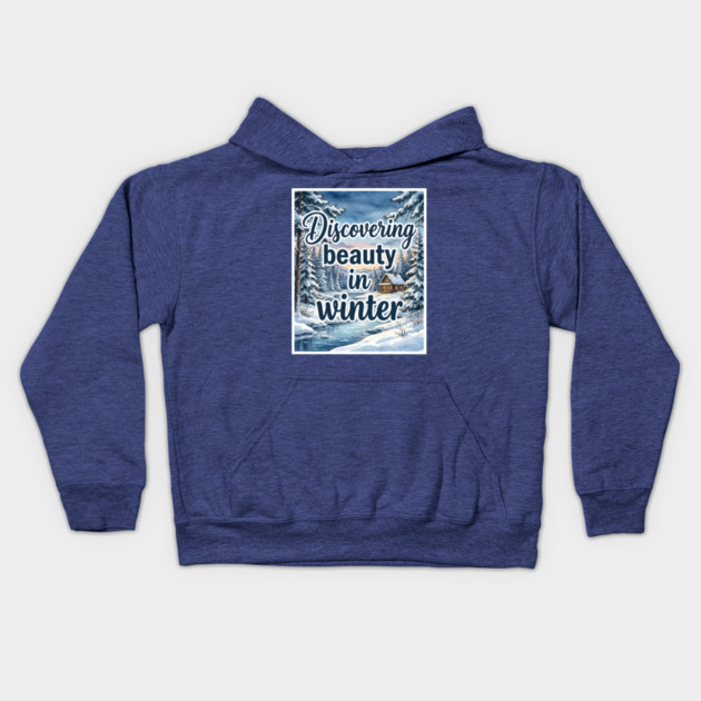 Winter Serenity in Snowy Landscapes Kids Hoodie by Creatifly Graphic Tees