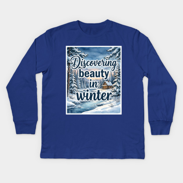 Winter Serenity in Snowy Landscapes Kids Long Sleeve T-Shirt by Creatifly Graphic Tees