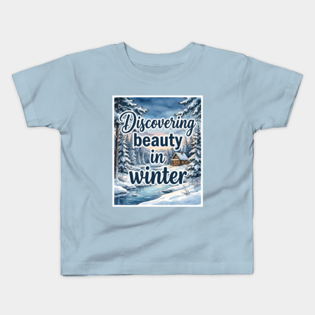 Winter Serenity in Snowy Landscapes Kids T-Shirt by Creatifly Graphic Tees