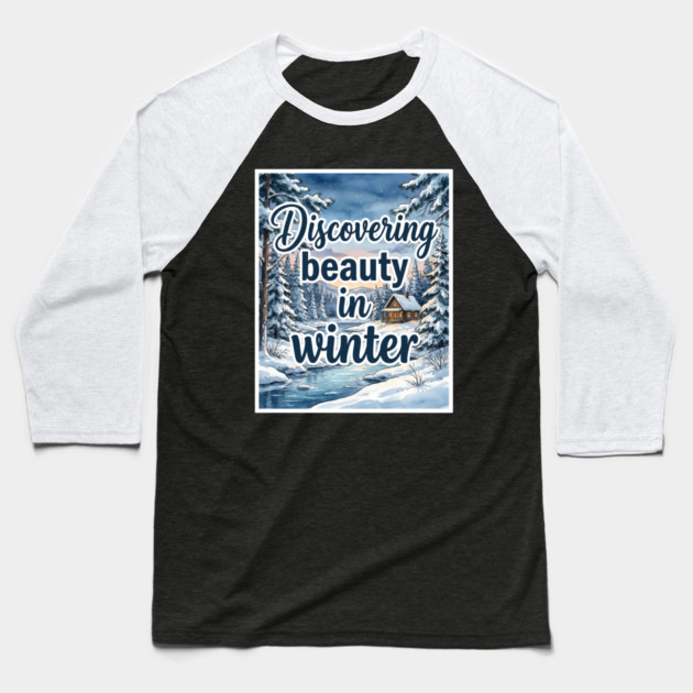 Winter Serenity in Snowy Landscapes Baseball T-Shirt by Creatifly Graphic Tees