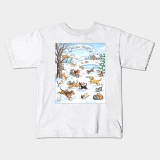 Winter Fun with Cats and Dogs Kids T-Shirt