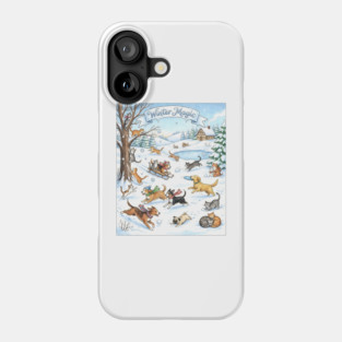 Winter Fun with Cats and Dogs Phone Case