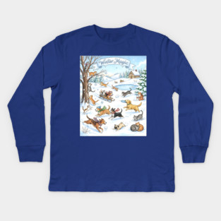 Winter Fun with Cats and Dogs Kids Long Sleeve T-Shirt