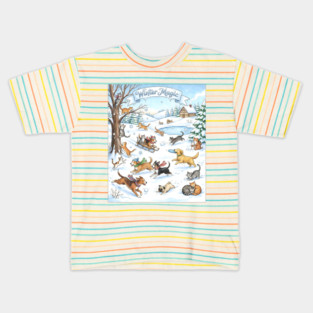 Winter Fun with Cats and Dogs Kids T-Shirt