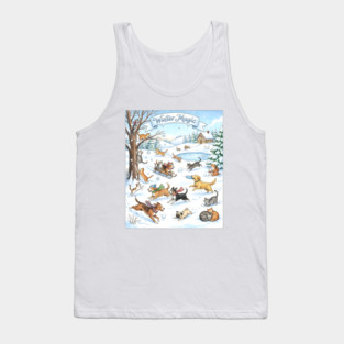 Winter Fun with Cats and Dogs Tank Top
