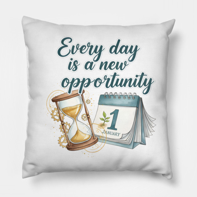 A New Day A New Opportunity Pillow by Creatifly Graphic Tees