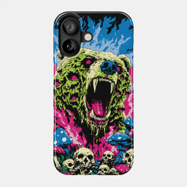 Psychedelic Demon Bear – Surreal Horror Fantasy Art Phone Case by Carlos's Store 11