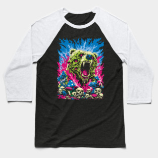 Psychedelic Demon Bear – Surreal Horror Fantasy Art Baseball T-Shirt
