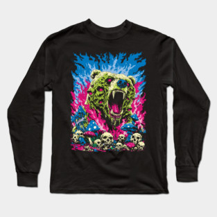 Psychedelic Demon Bear – Surreal Horror Fantasy Art Long Sleeve T-Shirt