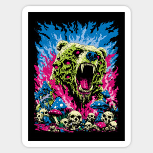 Psychedelic Demon Bear – Surreal Horror Fantasy Art Magnet