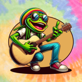 DigiRods Cool Frog Rasta Reggae Guitar Musician Dude Cartoon #1 T-Shirt